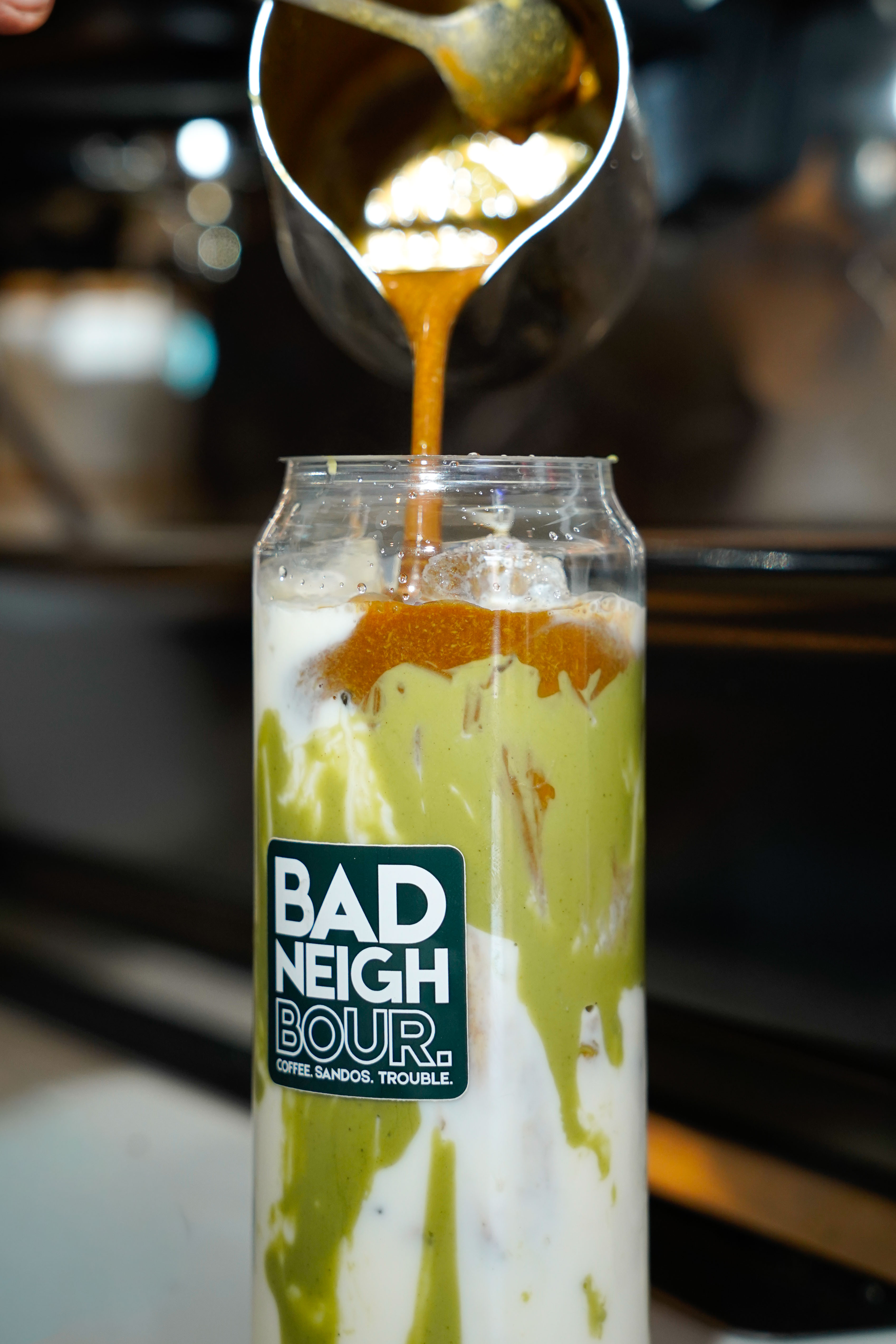 Iced drink being poured