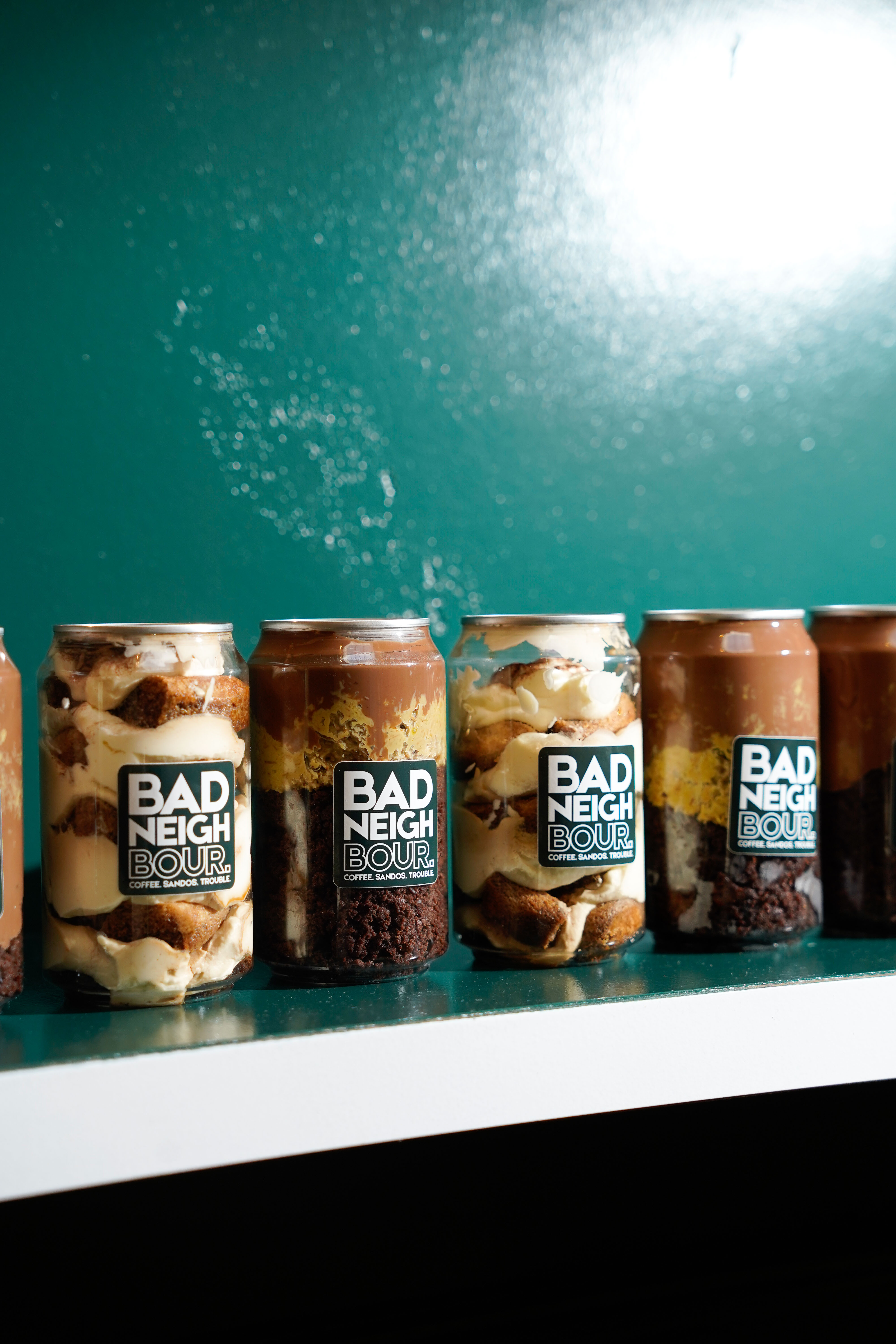 Branded cans on shelf