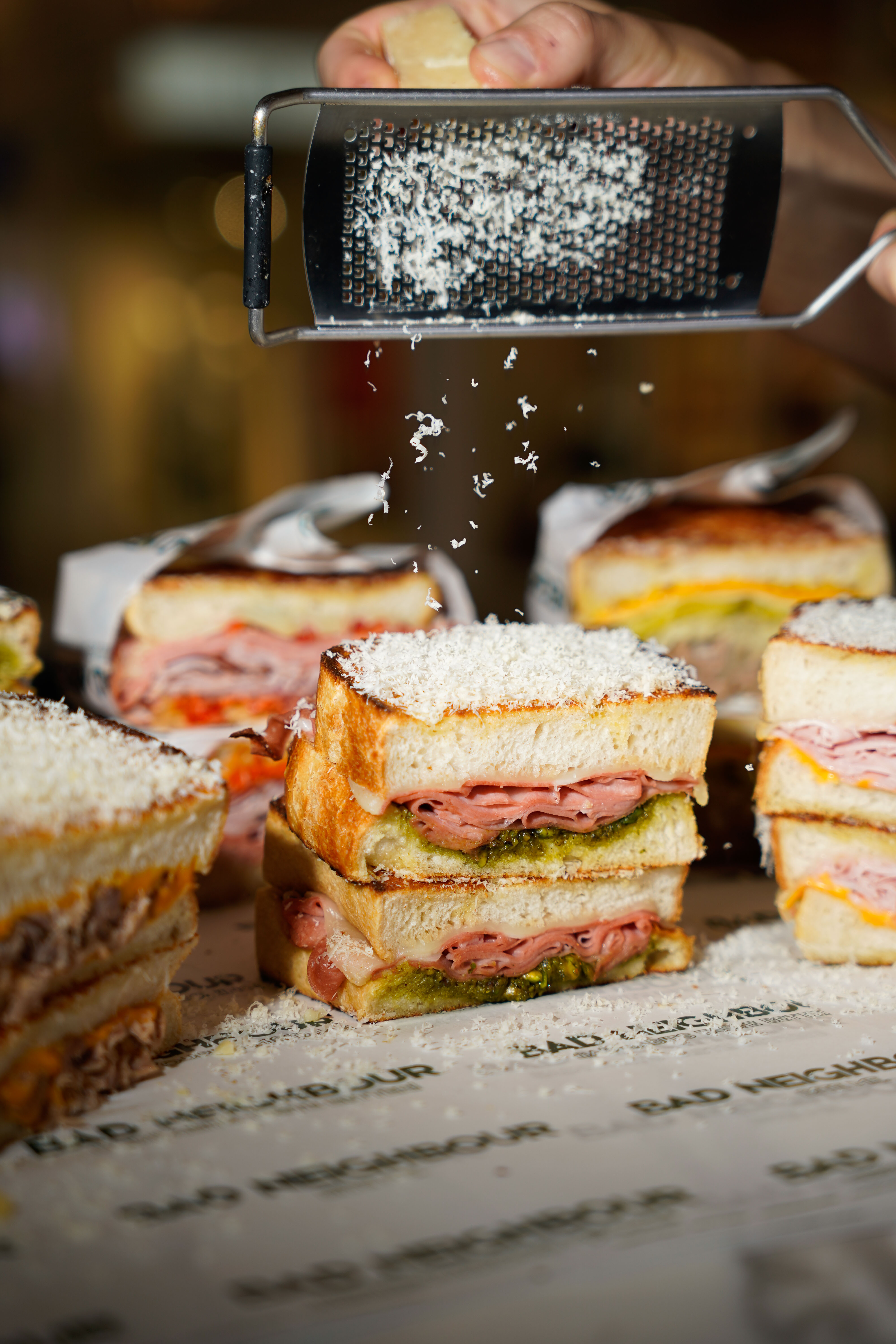 Bad Neighbour sandos lined up